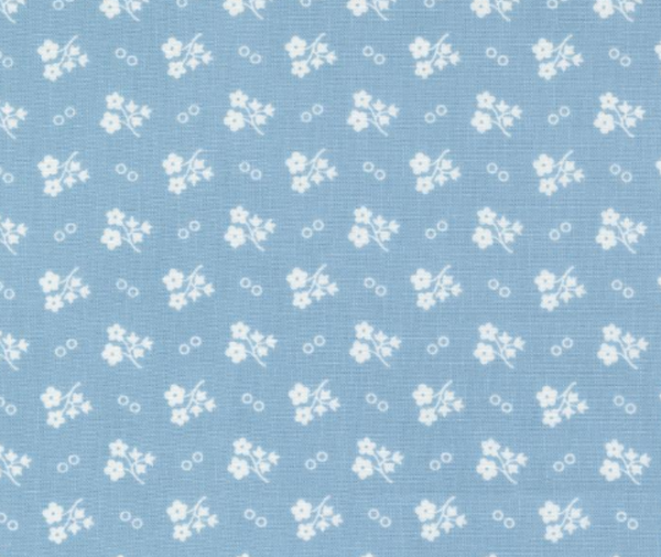 1930s Playtime Daisy Dots Sky 100% Cotton - 10cm Increments