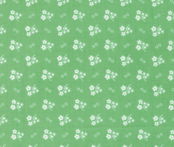 1930s Playtime Daisy Dots Aloe 100% Cotton - 10cm Increments