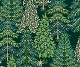 Enchanted Christmas Forest Green 100% Cotton - 10cm Increments