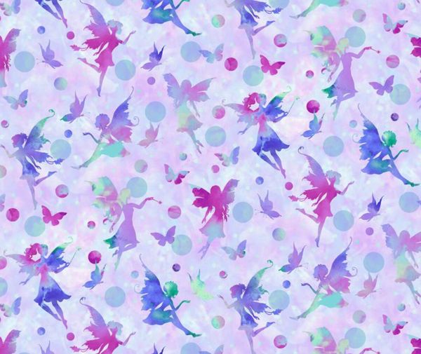 Henry Glass Fairy Silhouettes Lilac 100% Cotton - 10cm Increments