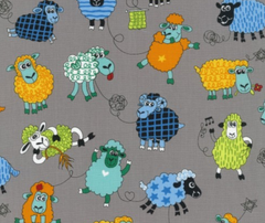 Farm Fun Sheep - 100% Cotton Fabric - 10cm Increments