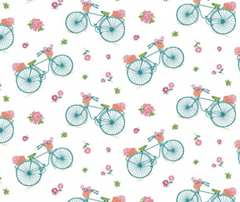 Floral Dreams Bikes - 100% Cotton Fabric 10cm Increments