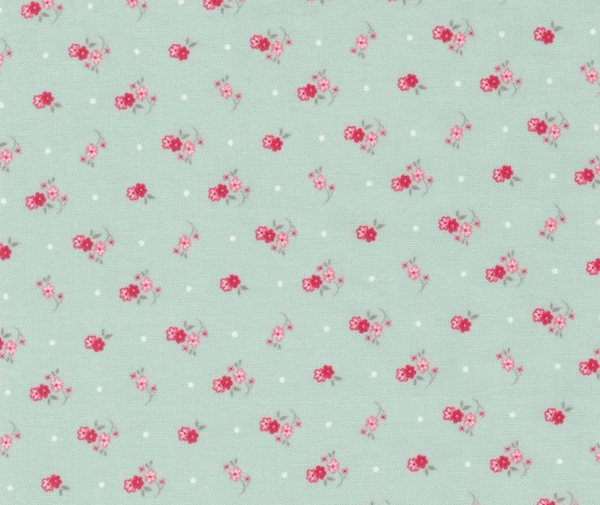 Meadowsweet Aqua 100% Cotton - 10cm Increments