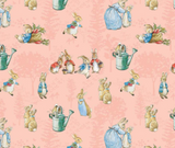 Tale of Peter Rabbit Coral 100% Cotton - 10cm Increments