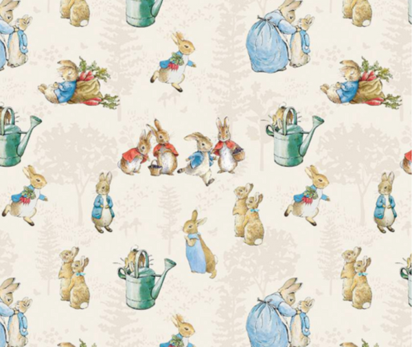 Tale of Peter Rabbit Cream 100% Cotton - 10cm Increments