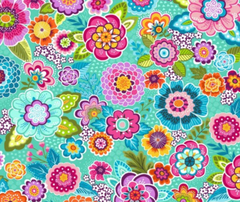 Revival Floral Multi Green - 100% Cotton Fabric 10cm Increments