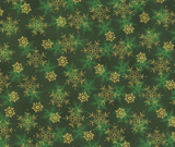 We Love Christmas Snowflakes - Green/Gold - 100% Cotton - 10cm Increments