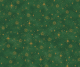 We Love Christmas Stars - Green/Gold - 100% Cotton - 10cm Increments