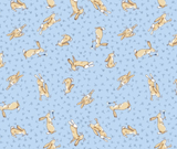 Tossed Bunnies - Denim - 10cm Increments