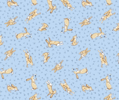 Tossed Bunnies - Denim - 10cm Increments