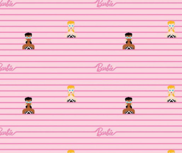 Barbie World Pink Stripe 100% Cotton - 10cm Increments