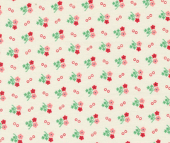 1930s Playtime Daisy Dots Cream Scarlet 100% Cotton - 10cm Increments