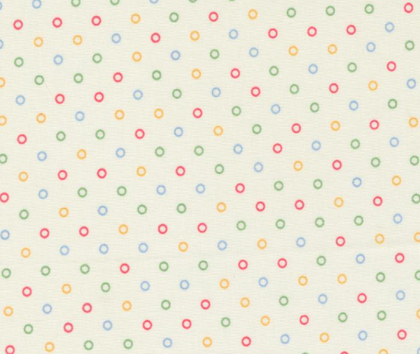 1930s Playtime Dotty Eggshell Multi 100% Cotton - 10cm Increments