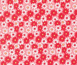 1930s Playtime Friendly Florals Scarlet 100% Cotton - 10cm Increments