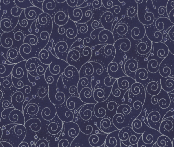 We Love Christmas - Scroll - Blue/Silver - 100% Cotton - 10cm Increments