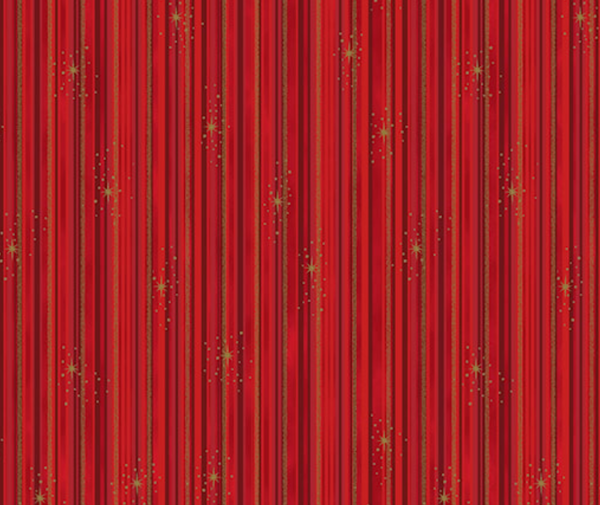 We Love Christmas - Stripes - Red/Gold - 100% Cotton - 10cm Increments