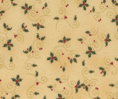 We Love Christmas - Holly - Gold - 100% Cotton - 10cm Increments