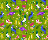 Kiwiana - Summer Garden Birds - 100% Cotton Fabric - 10cm Increments